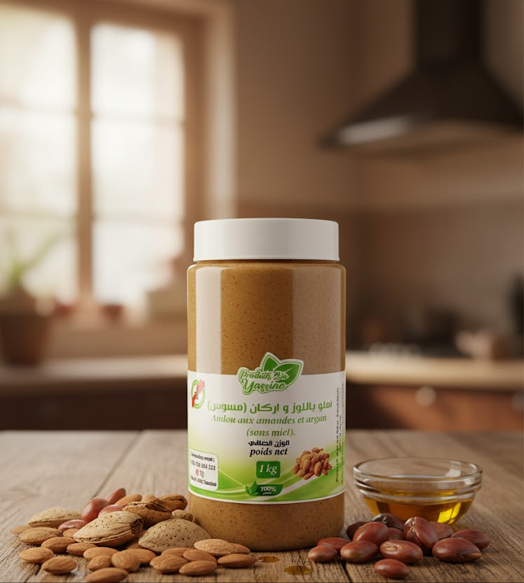 (1kg) أملو اللوز وزيت أركان - النسخة الطبيعية (مسوس)
